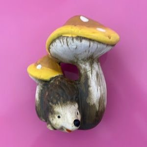 Vintage porcelain/ceramic Hedgehog with Mushrooms